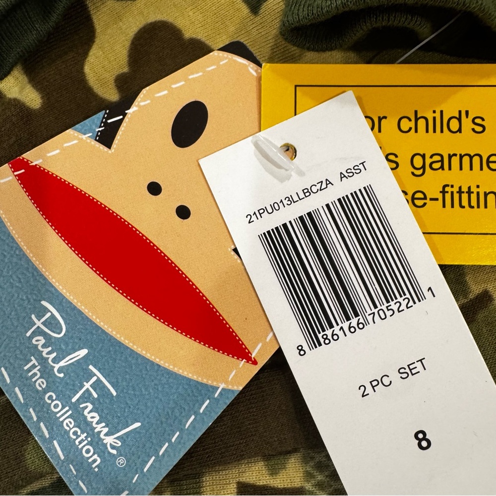 NWT Paul Frank boy pajama set camouflage size 8 - Picture 2 of 6